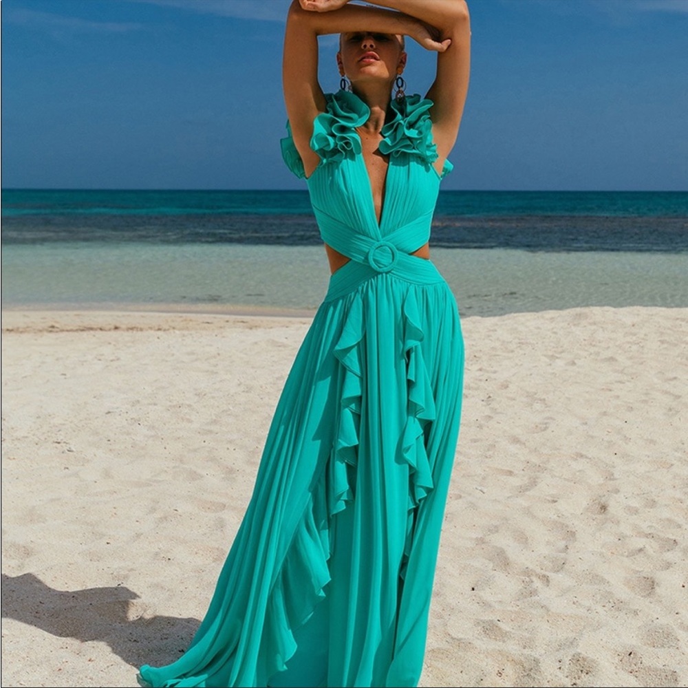 NEW NWT PatBO FLUTTER SLEEVE MAXI AZALEA